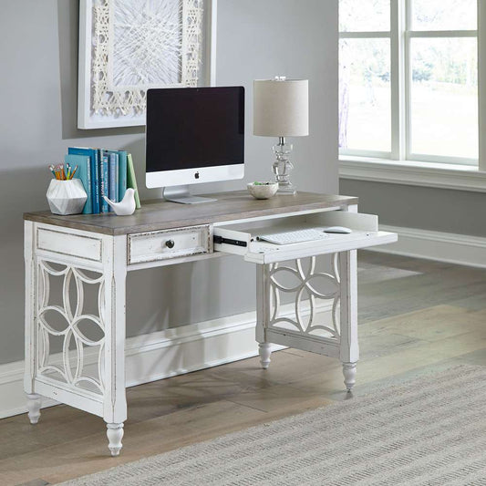 Henry & Mason - Dogwood Estate L Writing Desk in Antique White & Weathered Bark - AFA02079 view 1