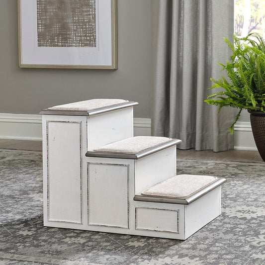 Henry & Mason - Dogwood Estate Pet Steps in Antique White & Weathered Bark - AFA01961 view 1