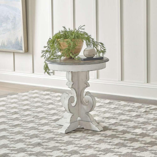 Henry & Mason - Dogwood Estate Round End Table in Antique White & Weathered Bark - AFA02156 view 1