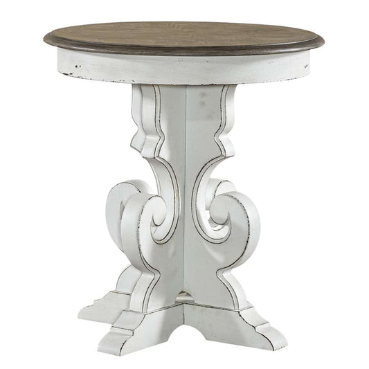 Henry & Mason - Dogwood Estate Round End Table in Antique White & Weathered Bark - AFA02156 view 2