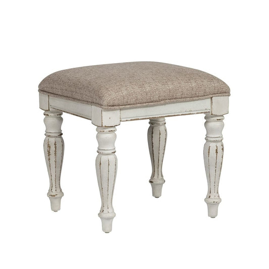 Henry & Mason - Dogwood Estate Vanity Stool in Antique White & Weathered Bark - AFA01977 view 1