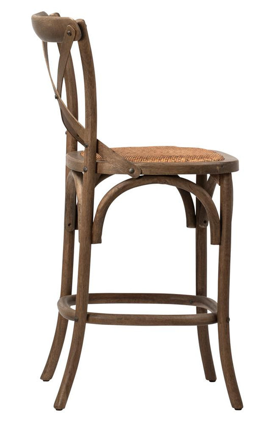 Henry & Mason - Dover Oak and Rattan Counter Stool in Natural Finish - DV7663 veiw 2