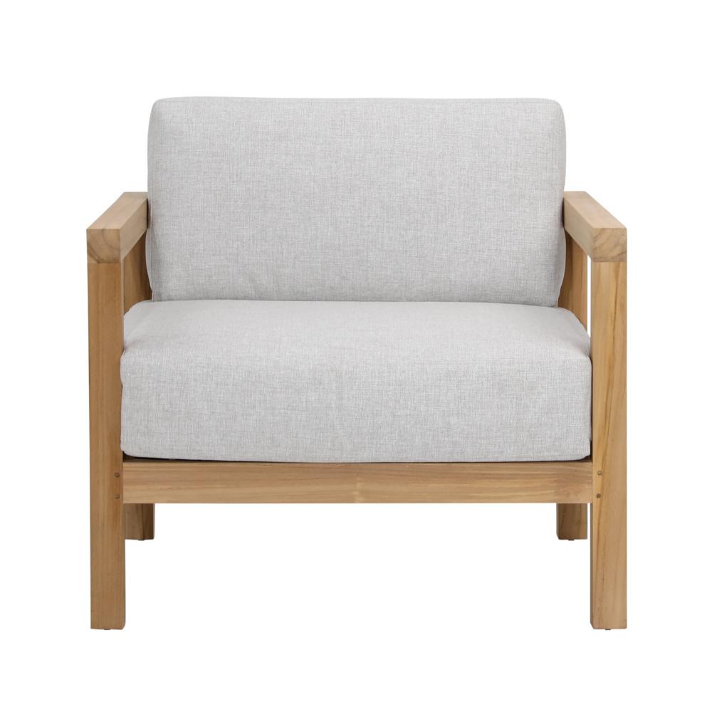Henry & Mason - Dundee Teak Wood and Rattan Outdoor Chair Light Gray - DV7672 veiw 2
