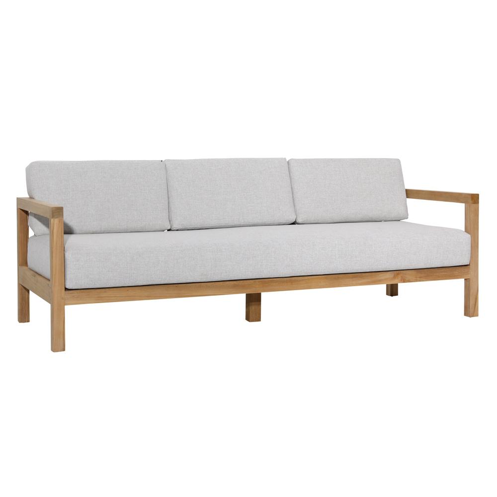 Henry & Mason - Dundee Teak Wood and Rattan Outdoor Sofa Light Gray - DV7680 veiw 1
