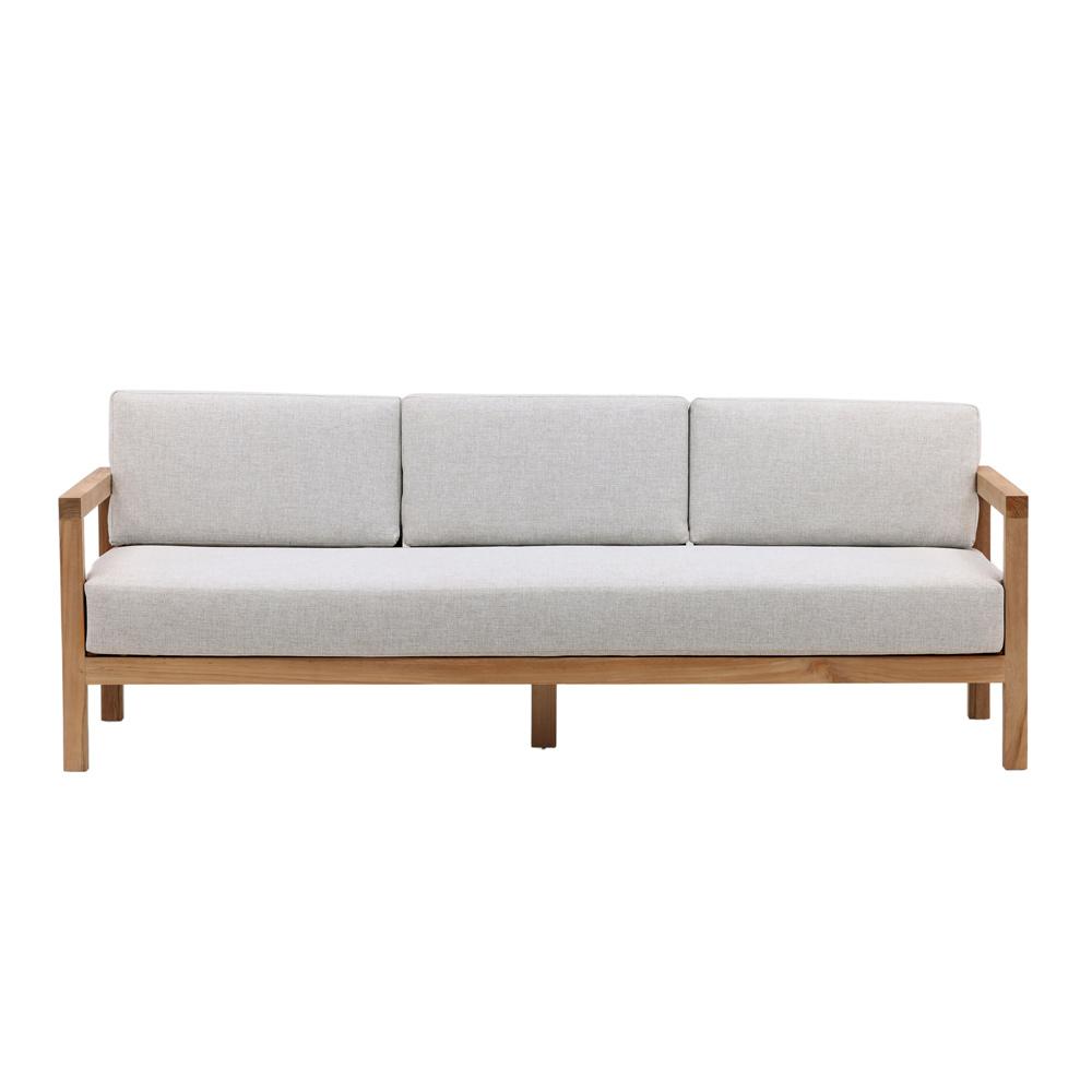 Henry & Mason - Dundee Teak Wood and Rattan Outdoor Sofa Light Gray - DV7680 veiw 2