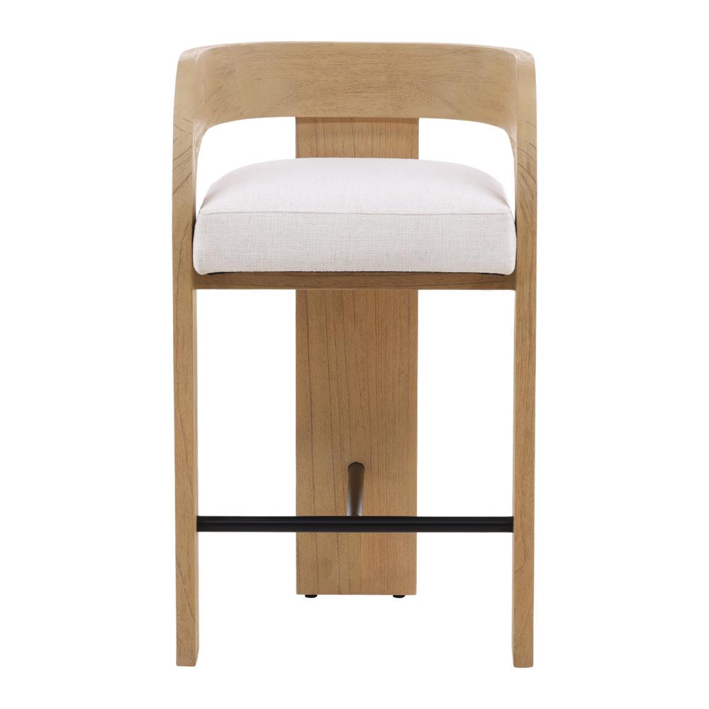Henry & Mason - Dyson Mindi Wood Counter Stool with Cream Basketweave Performance Fabric - DV7105 veiw 2