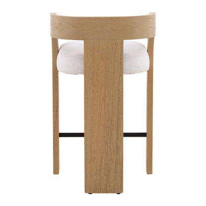 Henry & Mason - Dyson Mindi Wood Counter Stool with Cream Basketweave Performance Fabric - DV7105 veiw 4
