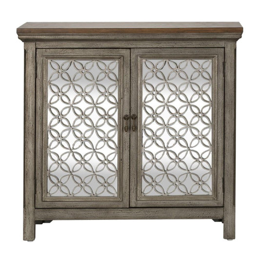 Henry & Mason - East Peak 2 Door Accent Cabinet in Wirebrushed Gray & White with Worn Wood Tops - AFA01745 view 2