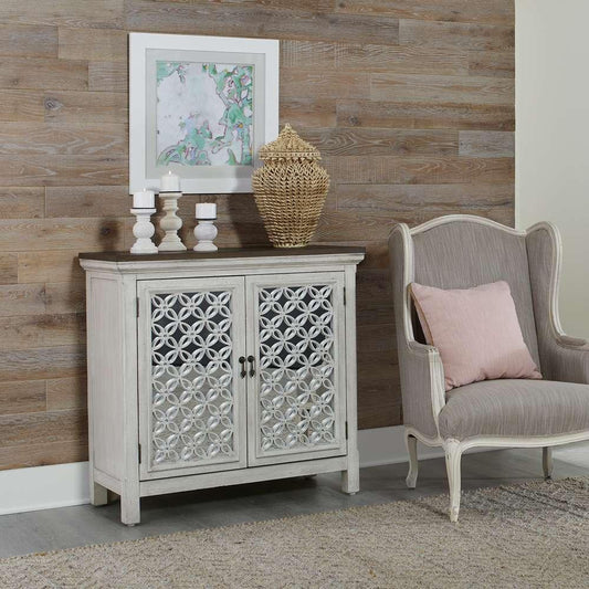 Henry & Mason - East Peak 2 Door Accent Cabinet in Wirebrushed Gray & White with Worn Wood Tops - AFA01748 view 1