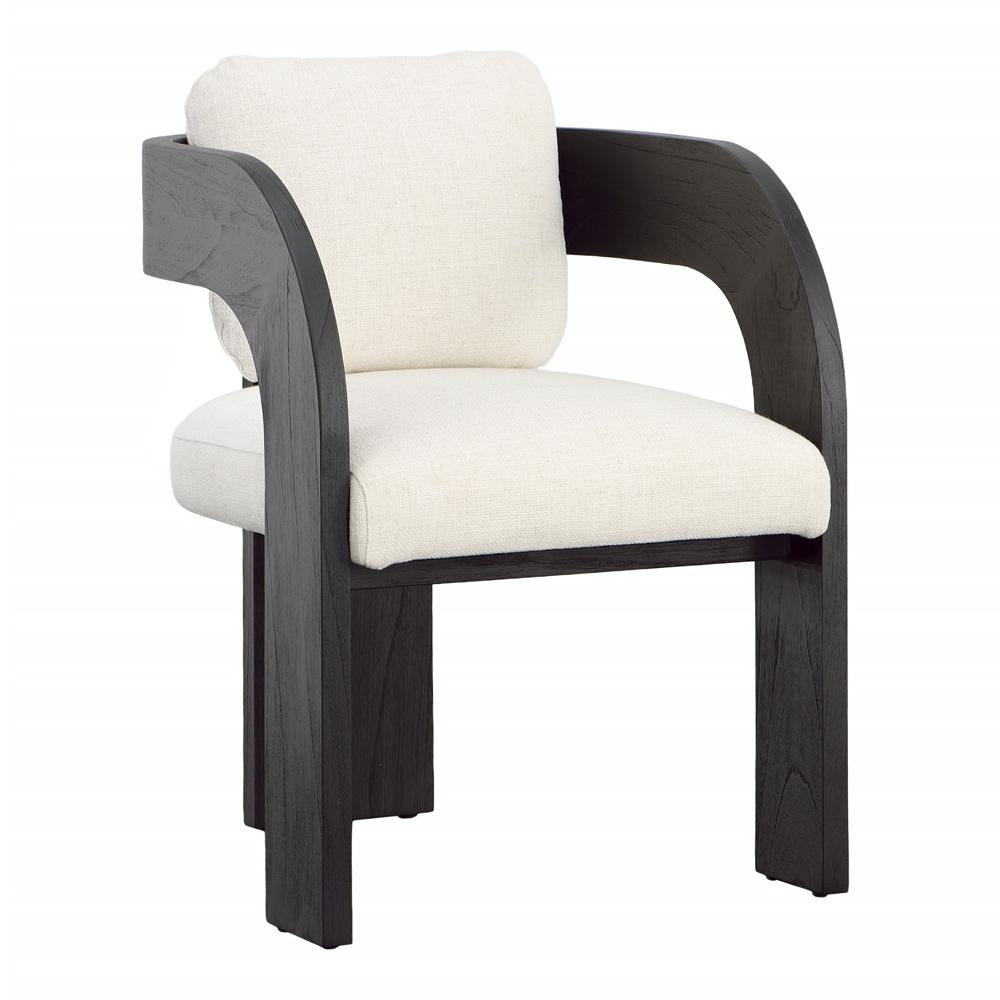 Henry & Mason - Eisner Black Mindi Wood (White Cedar) and Cream Linen Dining Chair - DV7123 veiw 1