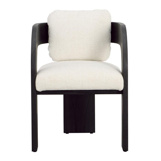 Henry & Mason - Eisner Black Mindi Wood (White Cedar) and Cream Linen Dining Chair - DV7123 veiw 2