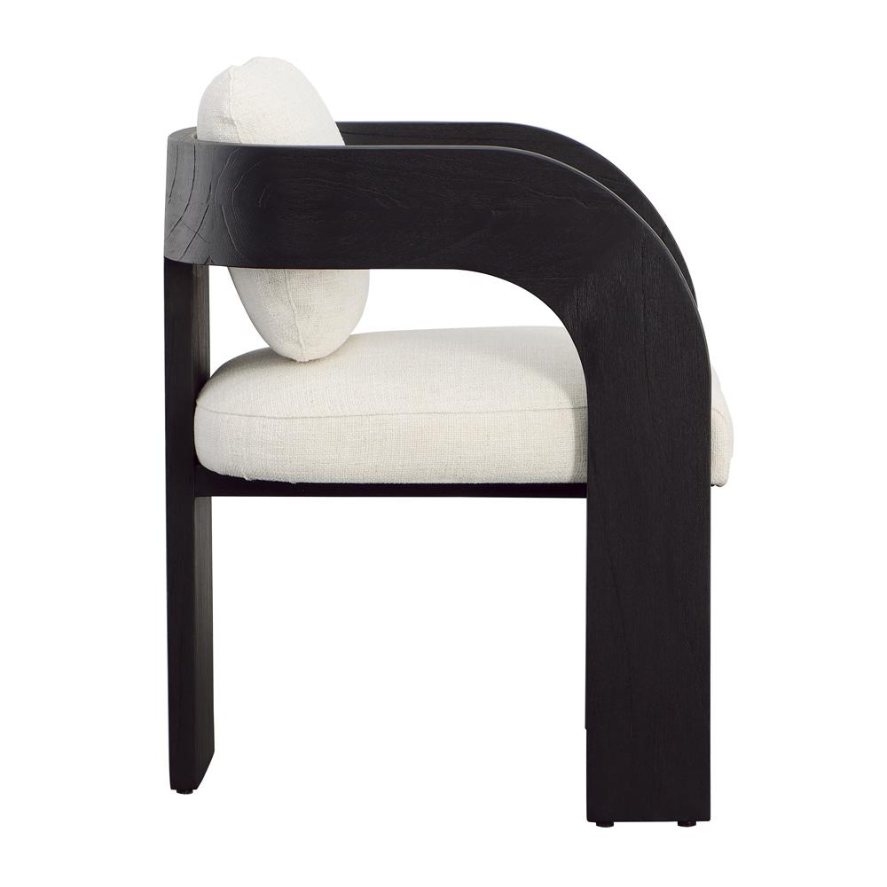 Henry & Mason - Eisner Black Mindi Wood (White Cedar) and Cream Linen Dining Chair - DV7123 veiw 3