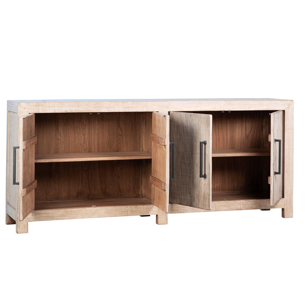 Henry & Mason - Elliot Reclaimed Pine Wood 4 Door Sideboard in a Light Warm Wash Finish - DV7870 veiw 3