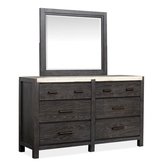 Henry & Mason  -  Ember Creek Ravenwood Black Drawer Dresser With Landscape Mirror  - AFA01173 view 1