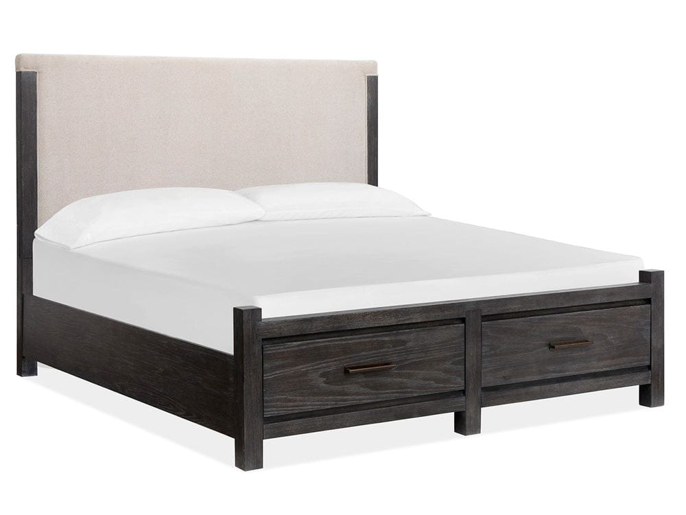 Henry & Mason  -  Ember Creek Ravenwood Black Queen Upholstered Panel Storage Bed  - AFA01187 view 1