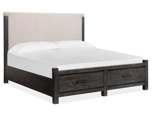 Henry & Mason  -  Ember Creek Ravenwood Black Queen Upholstered Panel Storage Bed  - AFA01187 view 1