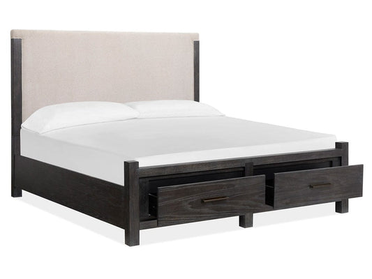 Henry & Mason  -  Ember Creek Ravenwood Black Queen Upholstered Panel Storage Bed  - AFA01187 view 2