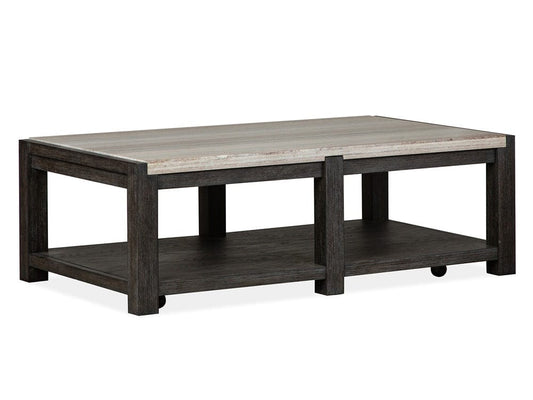 Henry & Mason  -  Ember Creek Ravenwood Black Rectangular Cocktail Table With Casters  - AFA01188 view 1