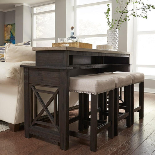 Henry & Mason - Fern River 4 Piece Console Set (1 Console & 3 Stools) in Charcoal & Ash - AFA02702 view 1