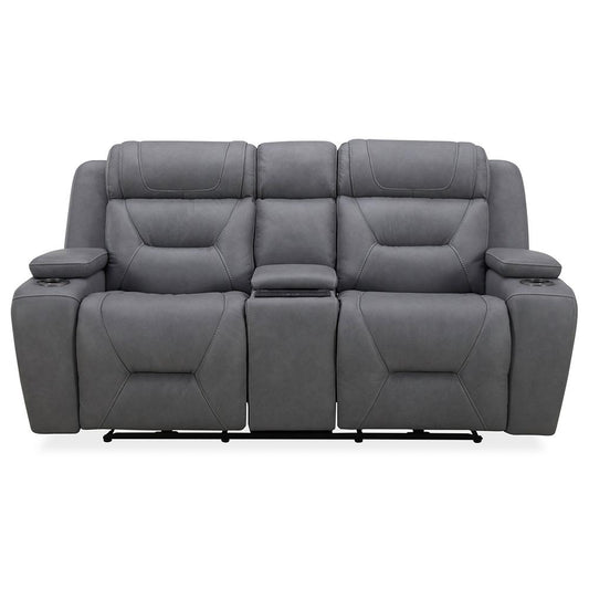 Henry & Mason - Fisher Loveseat with Console P2 & ZG in Aline Blue Gray Leather - AFA03474 view 1
