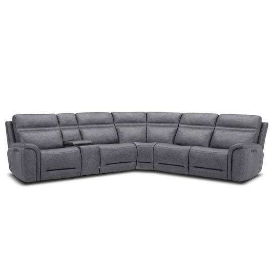 Henry & Mason - Fletcher 6 Piece Sectional in Blue Gray Leather - AFA03430 view 1