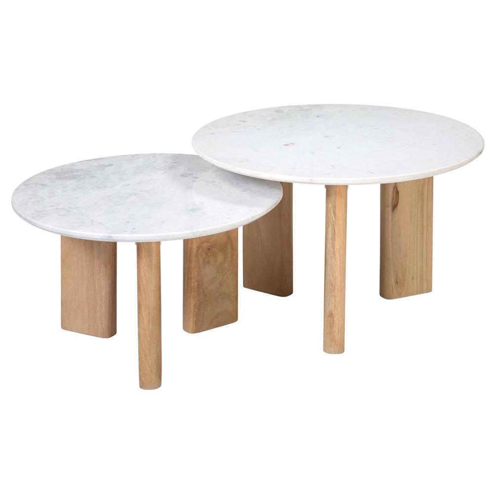 Henry & Mason - Franklin Natural Mango Wood Coffee Table with White Marble Top - DV7015 veiw 1