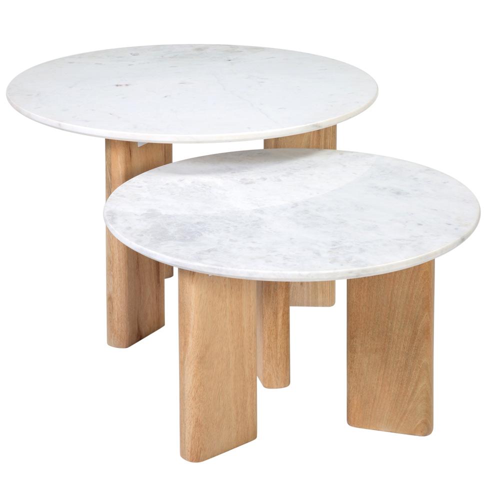 Henry & Mason - Franklin Natural Mango Wood Coffee Table with White Marble Top - DV7015 veiw 2