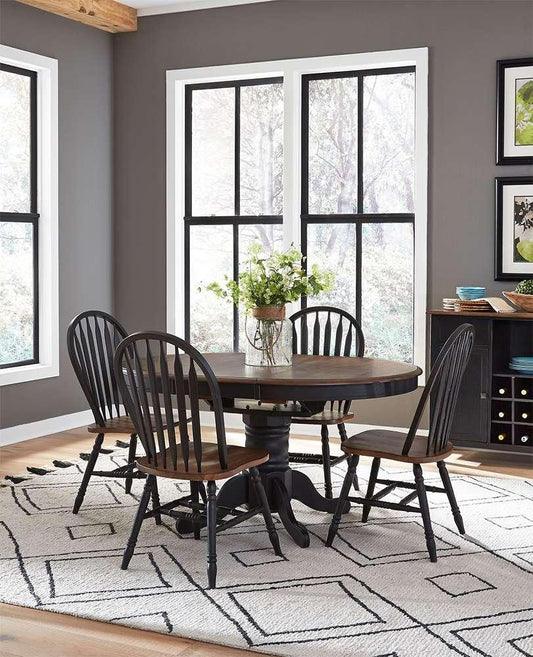 Henry & Mason - Georgia Junction 5 Piece Pedestal Table Set in Black with Antique Honey Tops - AFA01677 view 1