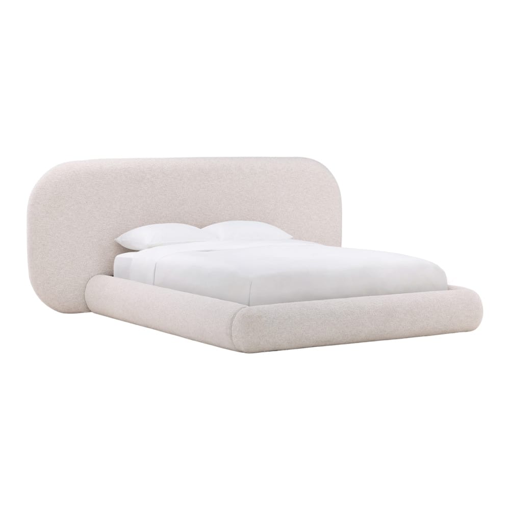 Henry & Mason - Georgie Solid Hardwood Queen Bed with Snow White Boucle Fabric - DV7358 veiw 1