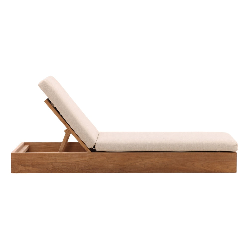 Henry & Mason - Gilbert Teak Wood Outdoor Chaise in Sand Basketweave Fabric - DV7664 veiw 3