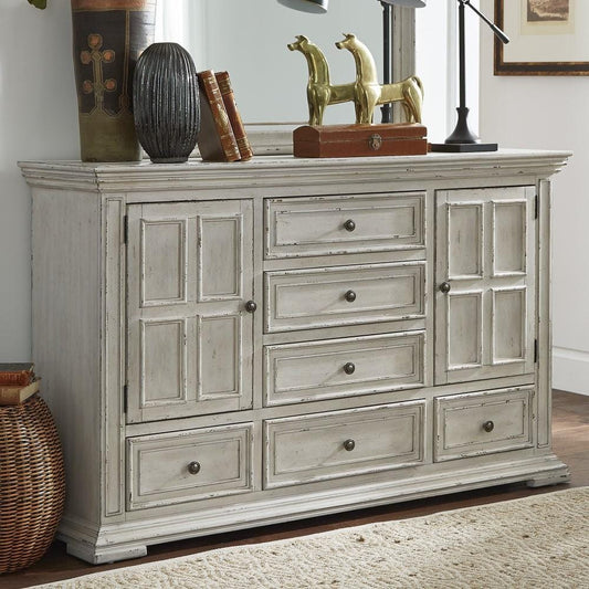 Henry & Mason - Grand Basin 2 Door 6 Drawer Dresser in Whitestone with Heavy Distressing - AFA02457 view 1