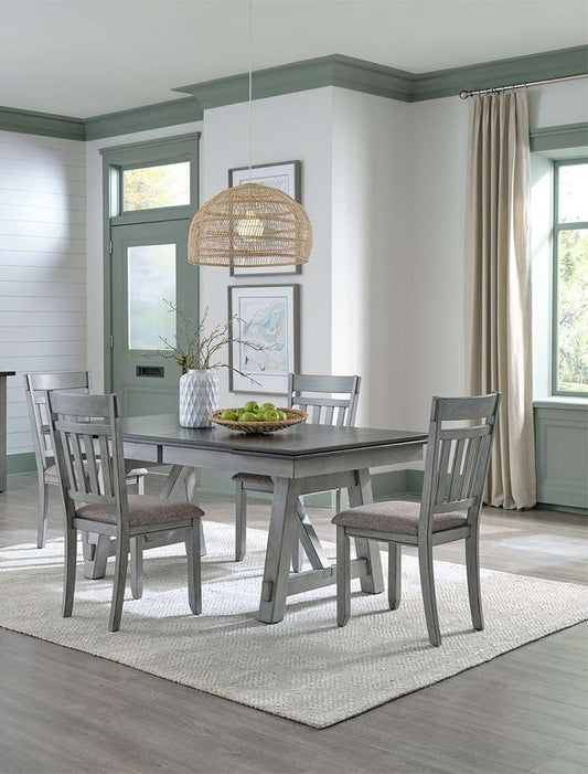 Henry & Mason - Hampton 5 Piece Trestle Table Set in Smokey Gray with Carbon Gray Tops - AFA01481 view 1