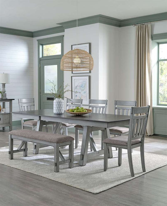 Henry & Mason - Hampton 6 Piece Trestle Table Set in Smokey Gray with Carbon Gray Tops - AFA01482 view 1
