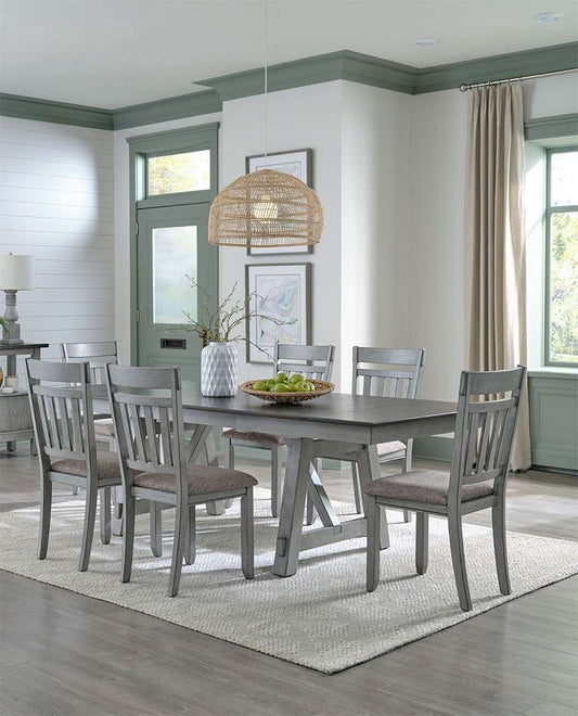 Henry & Mason - Hampton 7 Piece Trestle Table Set in Smokey Gray with Carbon Gray Tops - AFA01483 view 1
