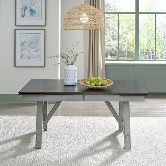 Henry & Mason - Hampton Trestle Table Set in Smokey Gray with Carbon Gray Tops - AFA01485 view 1