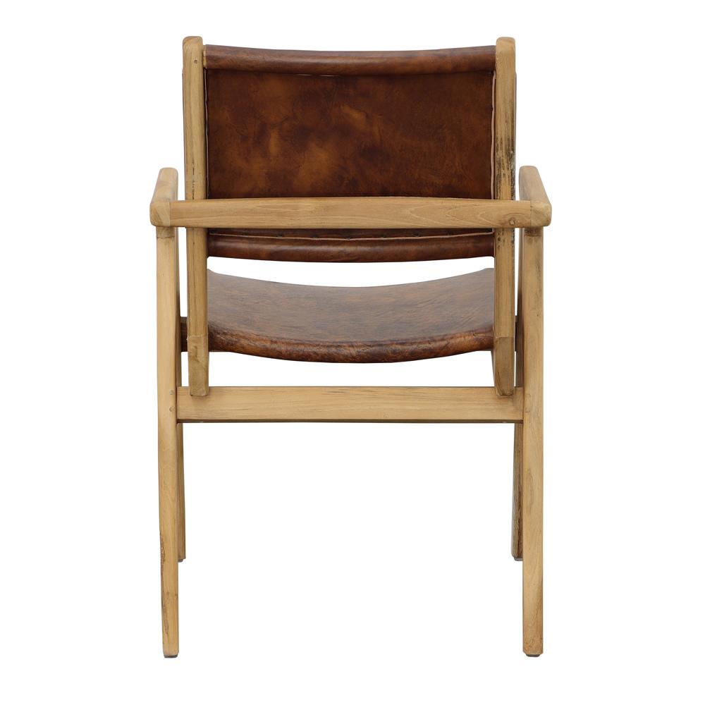 Henry & Mason - Hanaa Natural Teak Wood Dining Chair with Full Grain Leather Upholstery in Antique Brown - DV7047 veiw 4