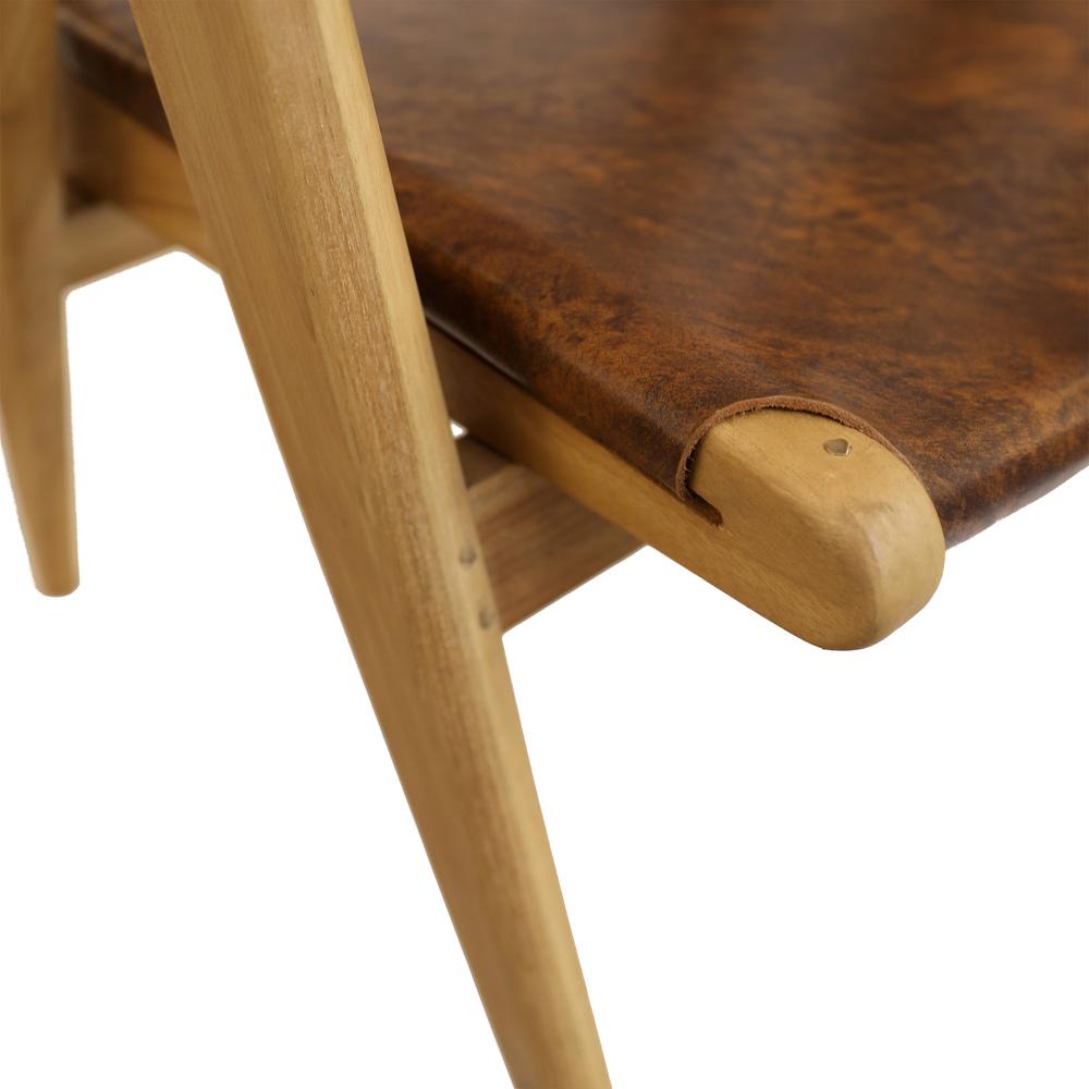 Henry & Mason - Hanaa Natural Teak Wood Dining Chair with Full Grain Leather Upholstery in Antique Brown - DV7047 veiw 5