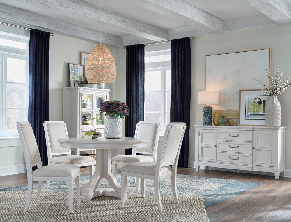Henry & Mason  -  Havenwood Egg Shell White Extendable 48" Round Dining Table  - AFA01339 view 12