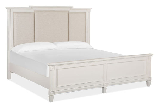 Henry & Mason  -  Havenwood Egg Shell White With Slight Rub Through King Panel Upholstered Bed  - AFA01357 view 1