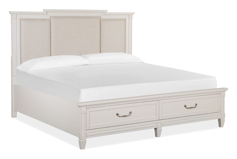 Henry & Mason  -  Havenwood Egg Shell White With Slight Rub Through King Panel Upholstered Storage Bed  - AFA01358 view 1