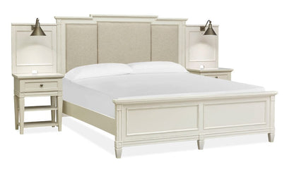 Henry & Mason  -  Havenwood Egg Shell White With Slight Rub Through King Upholstered Wall Panel Bed  - AFA01359 view 1