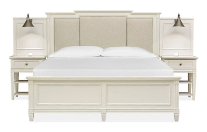 Henry & Mason  -  Havenwood Egg Shell White With Slight Rub Through King Upholstered Wall Panel Bed  - AFA01359 view 2