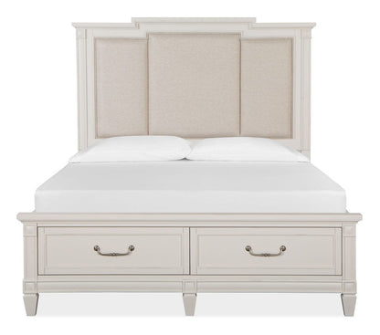 Henry & Mason  -  Havenwood Egg Shell White With Slight Rub Through Queen Panel Upholstered Storage Bed  - AFA01366 view 3