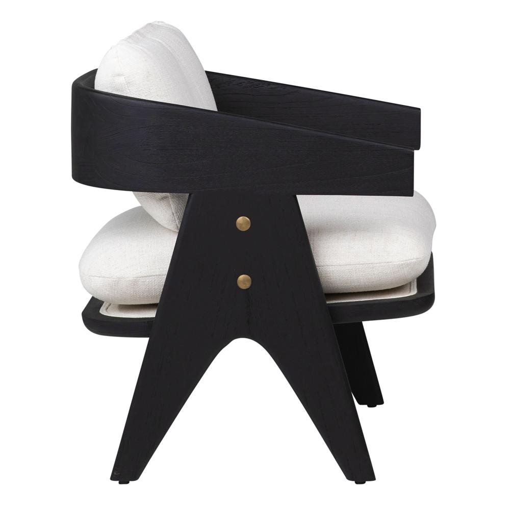 Henry & Mason - Hazelton Black Mindi Wood Occasional Chair With Off White Fabric - DV7119 veiw 3