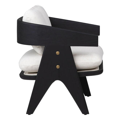 Henry & Mason - Hazelton Black Mindi Wood Occasional Chair With Off White Fabric - DV7119 veiw 3
