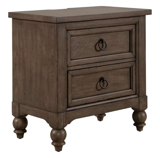 Henry & Mason - Homestead 2 Drawer Night Stand with Charging Station in Dusty Taupe & Black - AFA03154 view 1