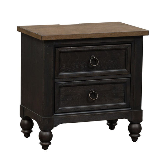 Henry & Mason - Homestead 2 Drawer Night Stand with Charging Station in Dusty Taupe & Black - AFA03155 view 1