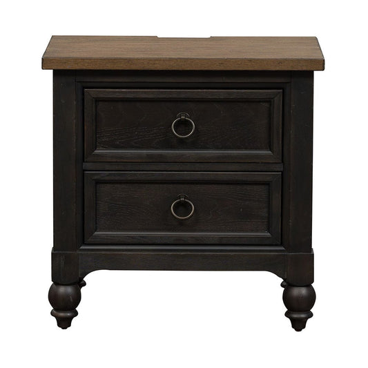 Henry & Mason - Homestead 2 Drawer Night Stand with Charging Station in Dusty Taupe & Black - AFA03155 view 2