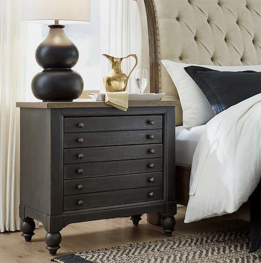 Henry & Mason - Homestead Bedside Chest with Charging Station in Dusty Taupe & Black - AFA03157 view 1