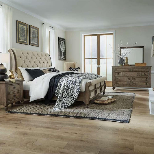 Henry & Mason - Homestead Queen Sleigh Bed, Dresser & Mirror, Nightstand in Dusty Taupe & Black - AFA03184 view 1